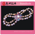 Antigas robusto faux pearl flower moda roxo handmade frisada gemstone pedra natural trecho pulseiras de cristal atacado